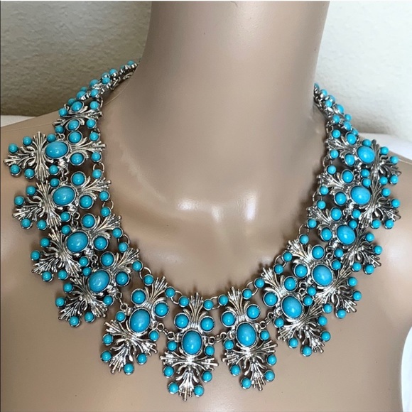 NWOT Turquoise Statement NECKLACE & BRACELET Set - Picture 2 of 10